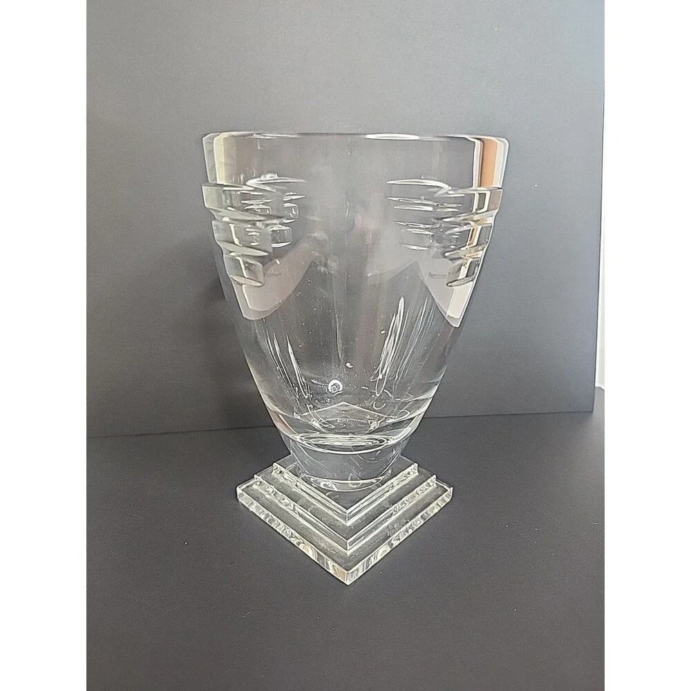 Waterford Crystal METROPOLITAN Vase 6” Art Deco Square Foot Ireland EUC